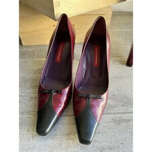 Luzia Mirnar Women's Purple Red Burgundy Leather Slip-On Pumps Heels Designer 9